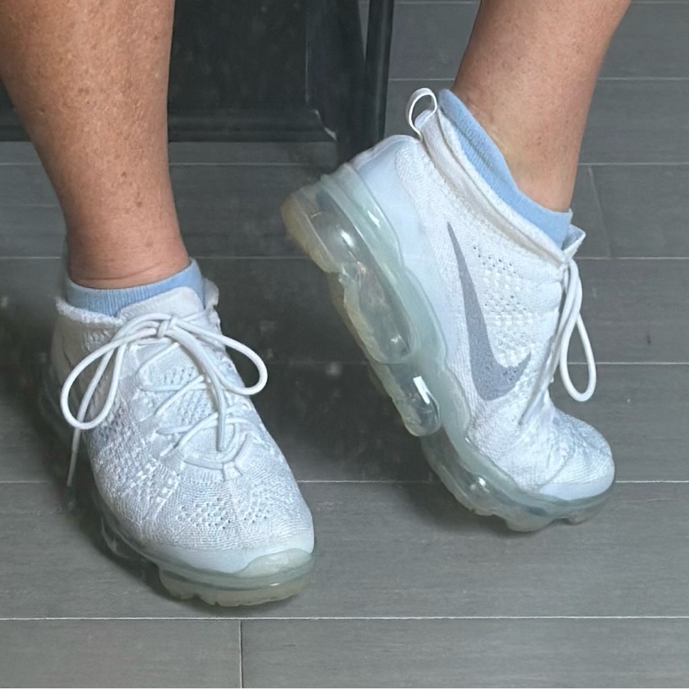 Nike White and Platinum VaporMax Athletic Shoes - Picture 9 of 12